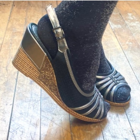 Vintage wedge peep-toe heels. Size 38. - Picture 5 of 6